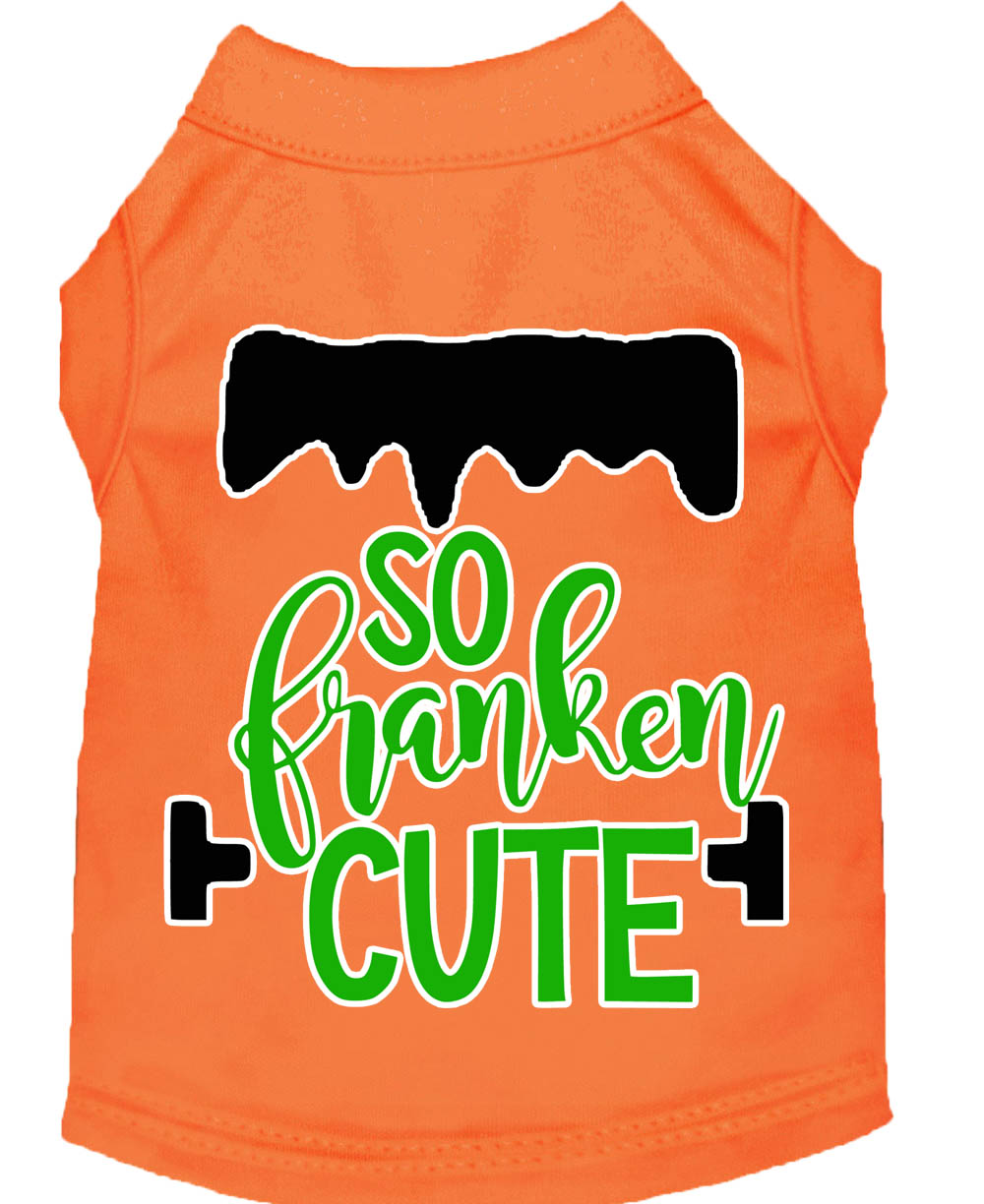 So Franken Cute Screen Print Dog Shirt Orange Lg